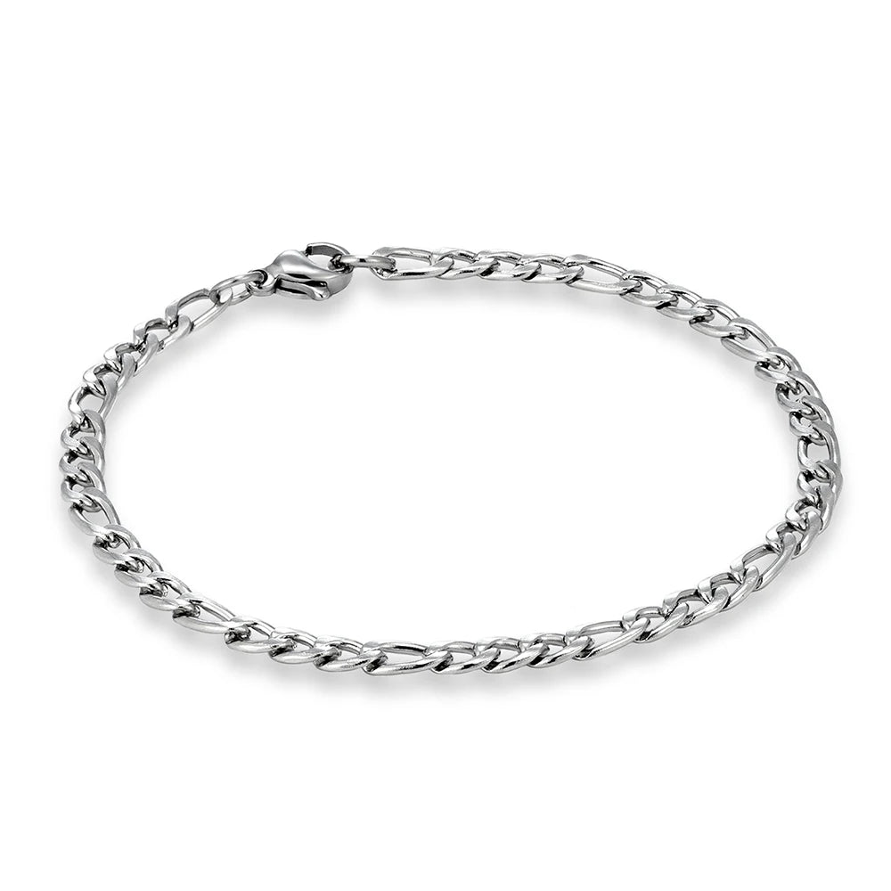 MKENDN Basic Punk Figaro Kettenarmband für Damen und Herren, 4/6/8 mm Edelstahl, silber-goldfarben, Geschenkidee