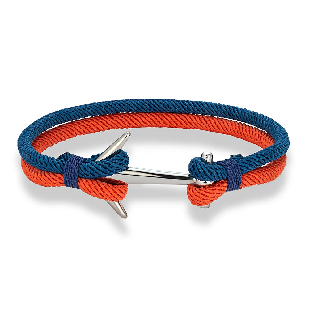 MKENDN Modische Ankerarmbänder für Herren, zweireihig, nautisch, Surfer-Stil, wasserdicht, mit Edelstahl-Sportschließe