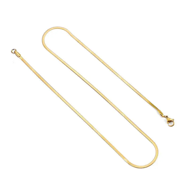 Stainless Steel Flat Necklace Waterproof Filmy Snake Chain Men Gift Jewelry Various Length Choker Clavicle Necklace