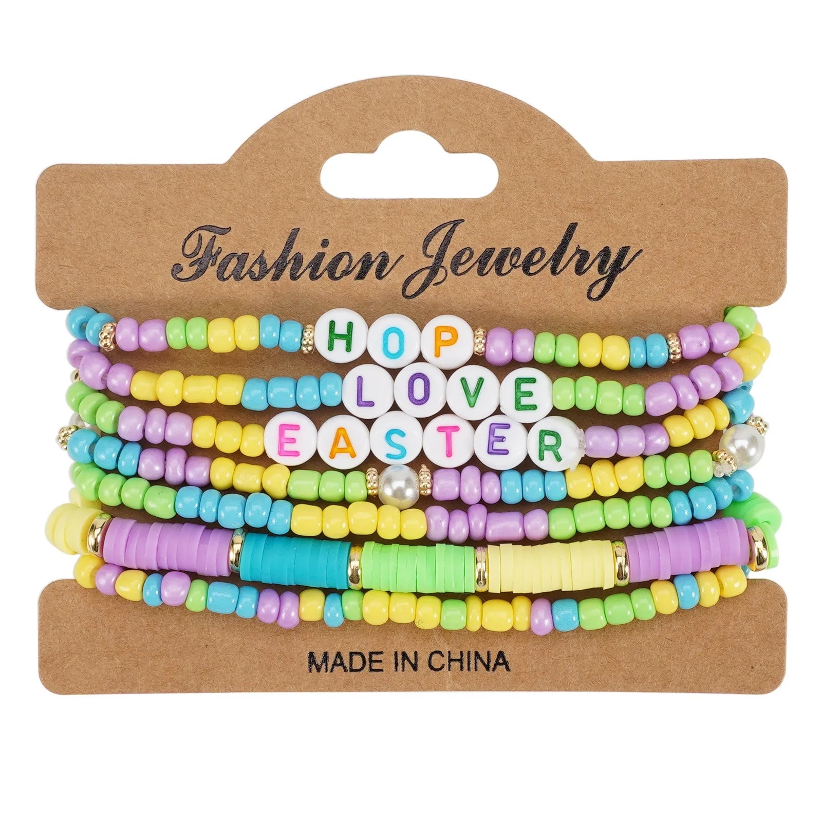 New Easter Bracelet Set Easter Bunny Egg Polymer Clay Beaded Seed Beads  Bracelet Festival Party Jewelry Gift For Girls