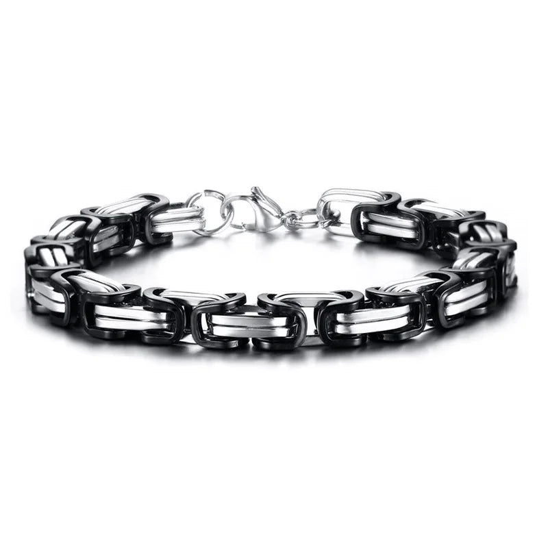 Vnox Stylish Byzantine Chain Bracelet for Men Women Boys, Waterproof Stainless Steel Link Wristband, 4/5/6/6.5/8mm Wide - Madeinsea©