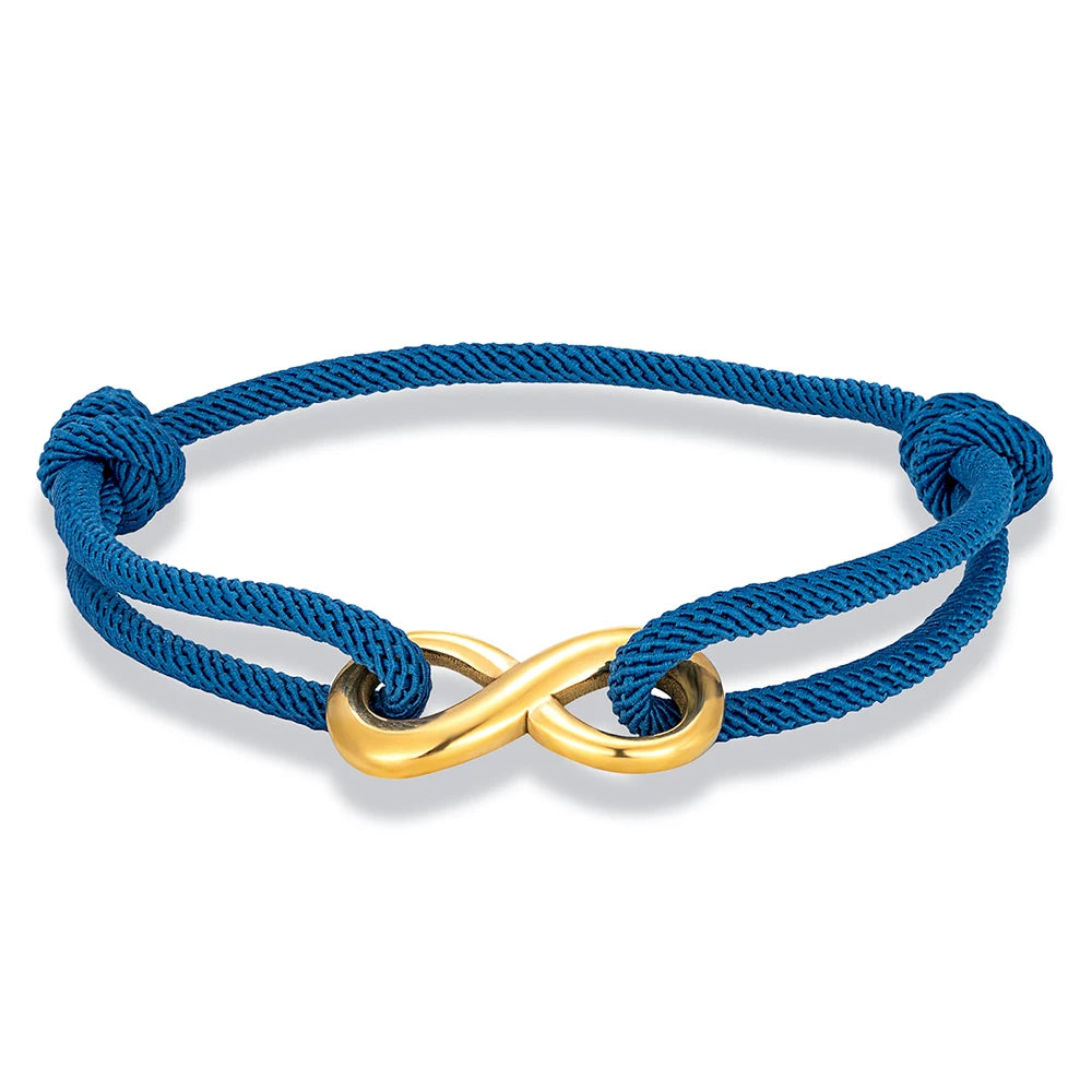 MKENDN Modisches, vergoldetes Edelstahl-Unendlichkeitsarmband für Männer und Frauen, verstellbares Seilarmband, Paar-Schloss-Schmuck