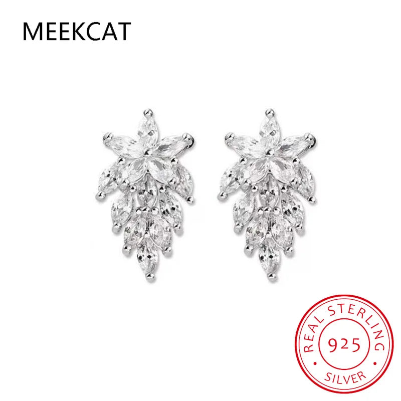 10mm Moissanite Stud Earrings with Certificates D Color Princess Marquise Cut Diamond Earring for Women 925 Silver Fine Jewelry