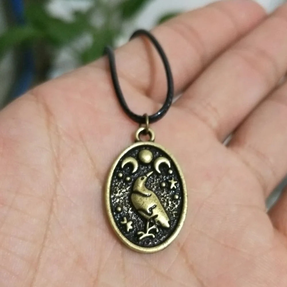 Bird Rune Norse Raven series Viking Wiccan woman Moon Phase Crow Bird Runes pend