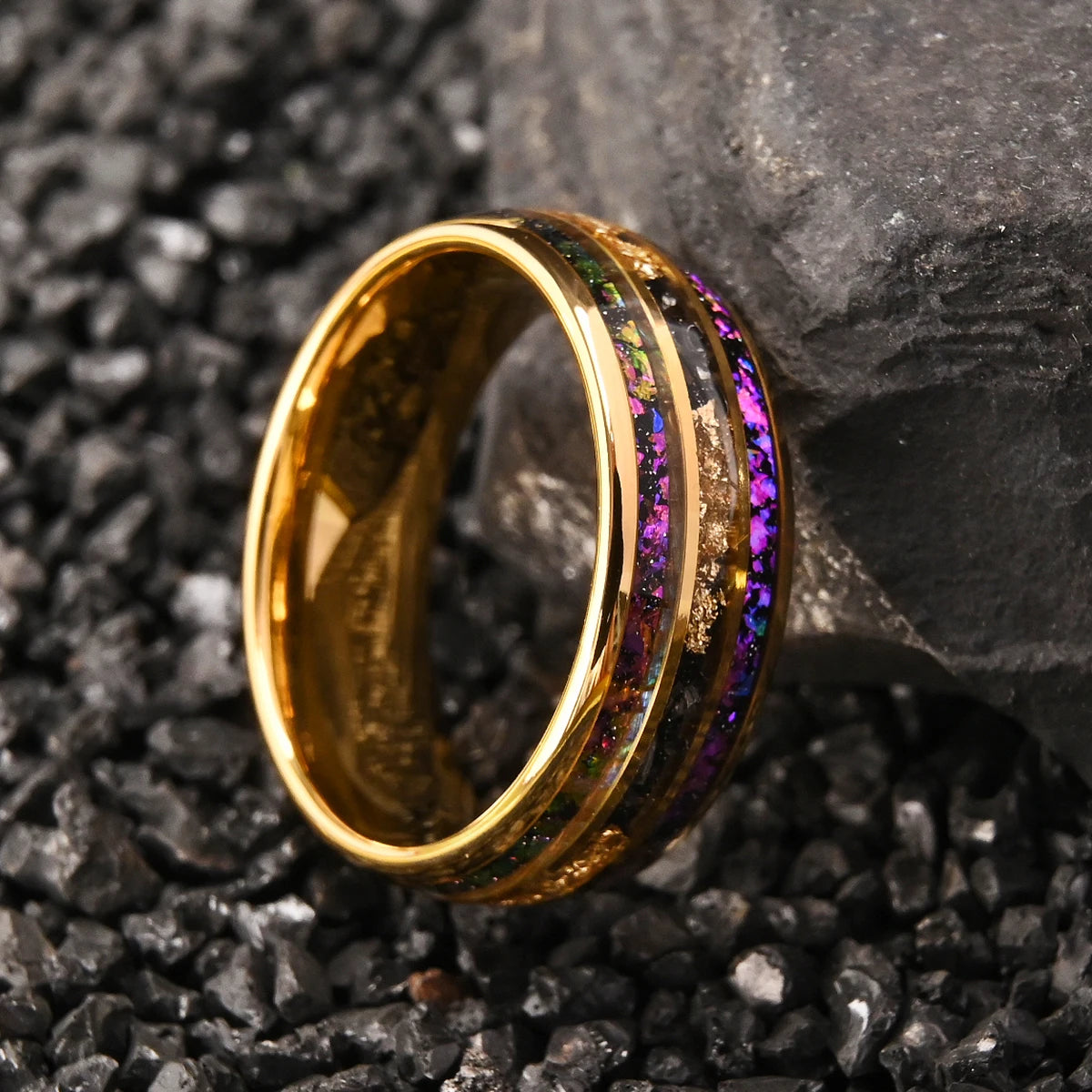 8MM Meteorite tungsten ring anillos bague homme de compromiso fashion jewelry Men's wedding bands Amethyst engagement rings gift