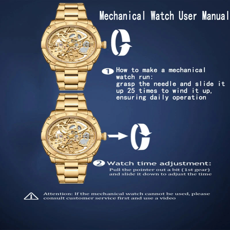 LONGLUX 2025New Men automatic mechanical watch luxury watches waterproof skeleton business  wholesale stainless steel gift watch
