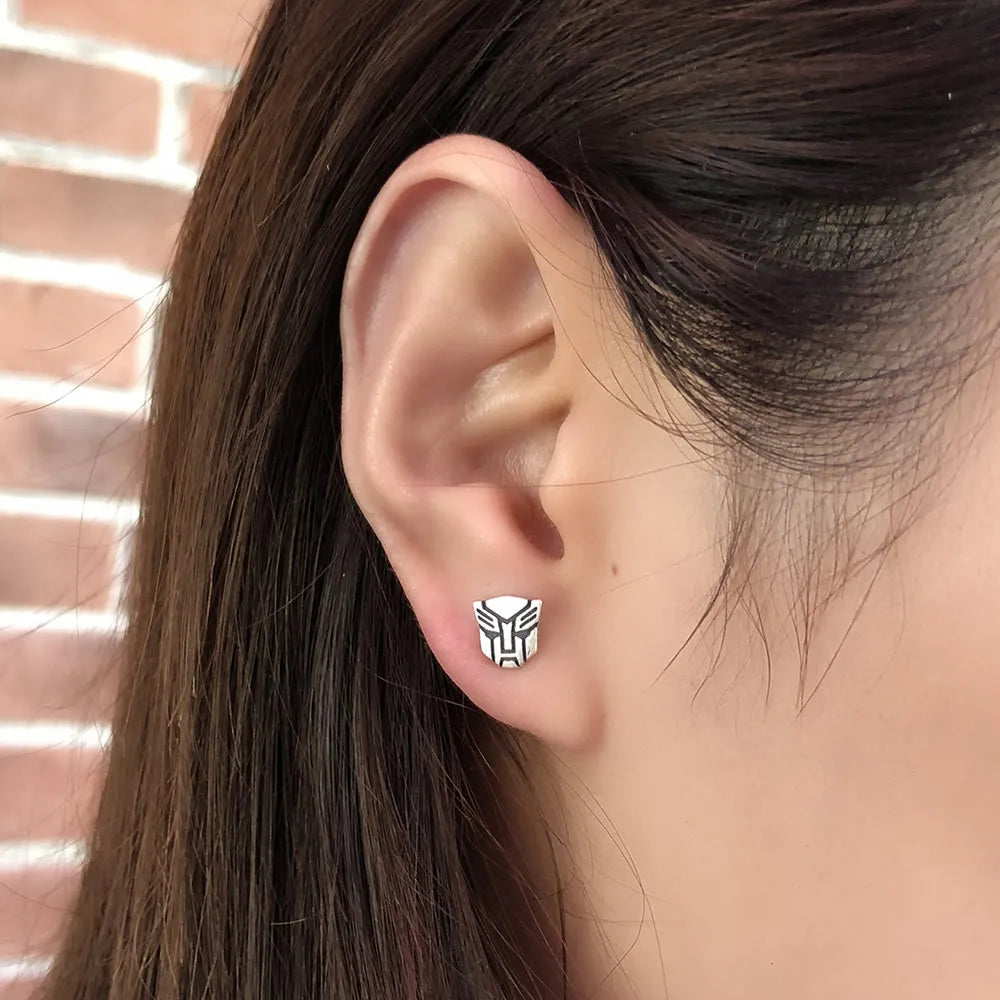 MKENDN Zarte Mini-Decepticons-Ohrstecker aus 925er Sterlingsilber im Vintage-Gothic-Stil – allergiefreier Qualitätsschmuck