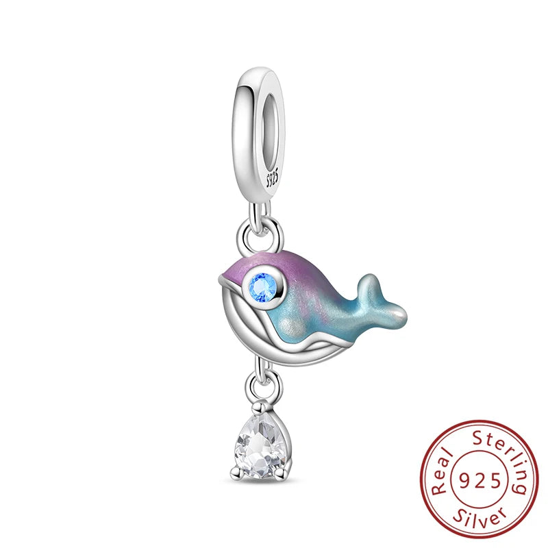 100% 925 Sterling Silver Tortoise Starfish Coconut Luminous Ocean Surfing Charms Beads Fit 925 Original Bracelets DIY Jewelry