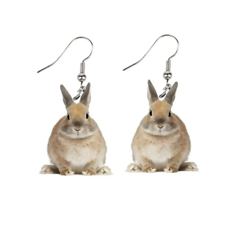 Boucles d'oreilles pendantes en acrylique pour femme, cadeau de Pâques, motif lapin mignon, bijoux intéressants pour festival et fête