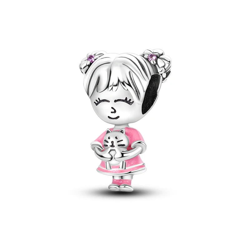 925 Sterling Silver Boy Girl Couple Lovers Beads Marriage Charms Dangle Fit Original  Bracelet Charms Jewelry Women DIY