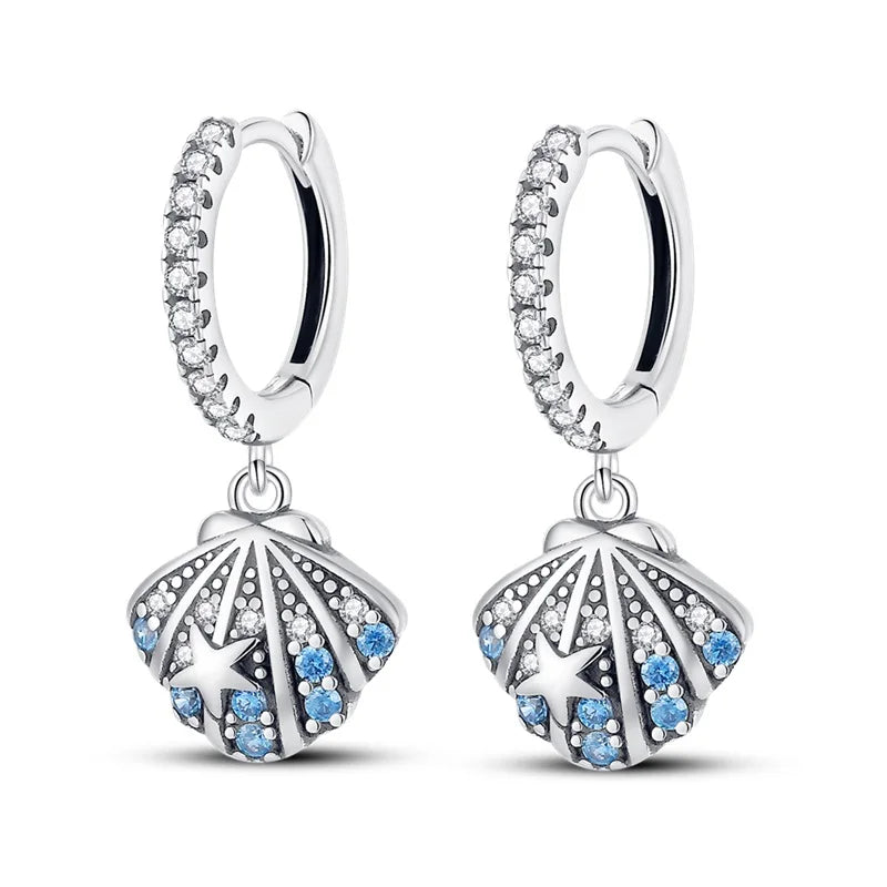 Fashion 925 Silver Earring Blue Zircon Star Moon Butterfly Irregularity Earrings For Woman Fine Engagement Birthday Jewelry Gift