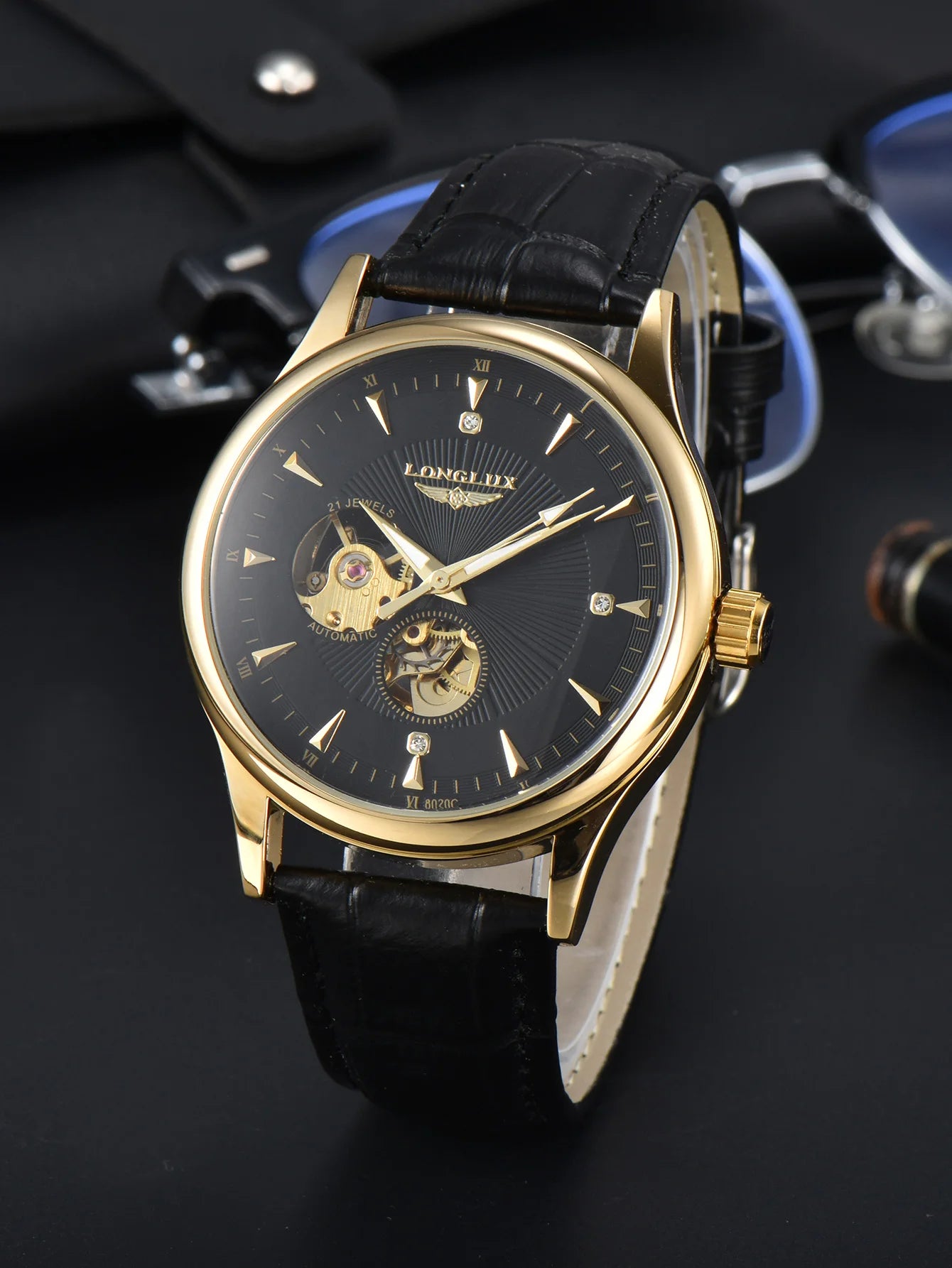 LONGLUX automatic watch elegant style wholesale mechanical wristwatches skeleton rome waterproof  mens watch men gift - Madeinsea©