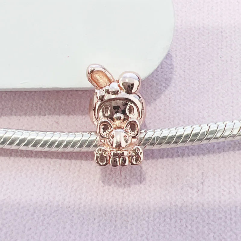2025 New Miniso Disney Sanrio Beads 925 Silver Stitch Hello Kitty Kuromi Charm Fit Original Bracelet Women DIY Pendant Jewelry