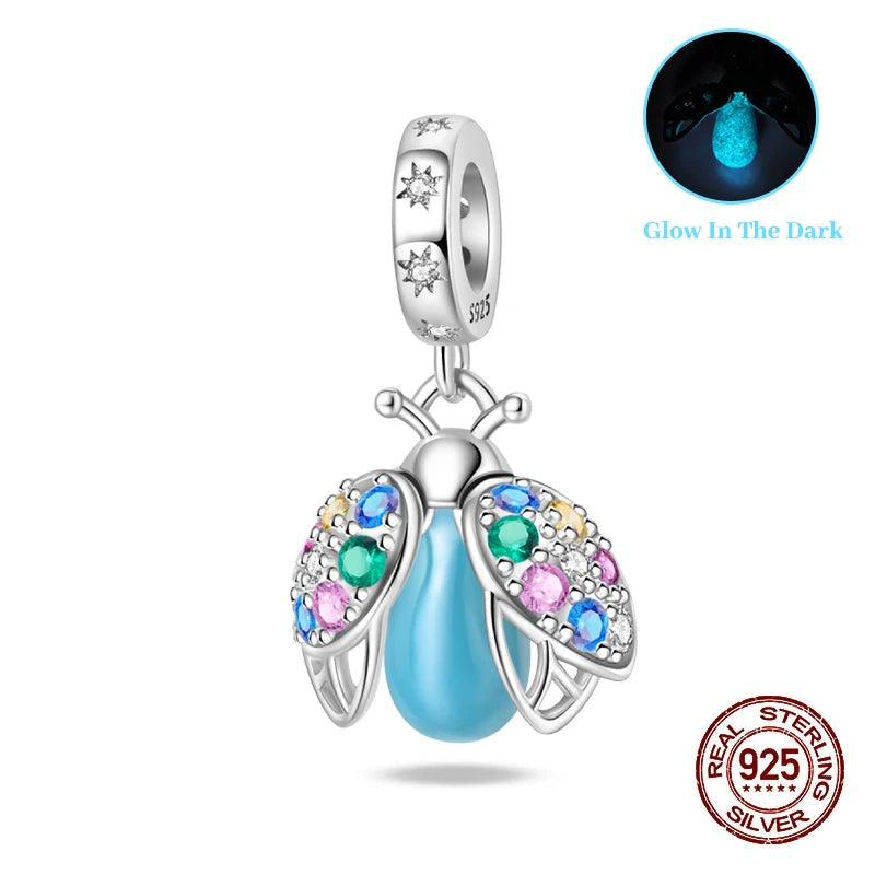 Classic 925 Sterling Silver Beads Luminous Firefly Star Chameleon Charms Pendants Fit Original Bracelet DIY Jewelry For Woman