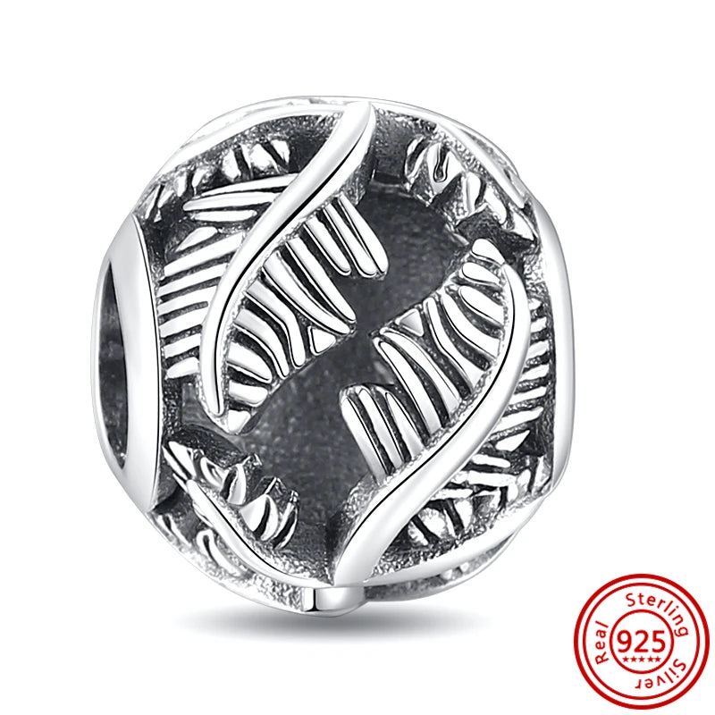 Authentic 100% 925 Sterling Silver Fit Original Pantaro Charms Bracelet Heart Round Style Simple Beads Women DIY Jewelry Making