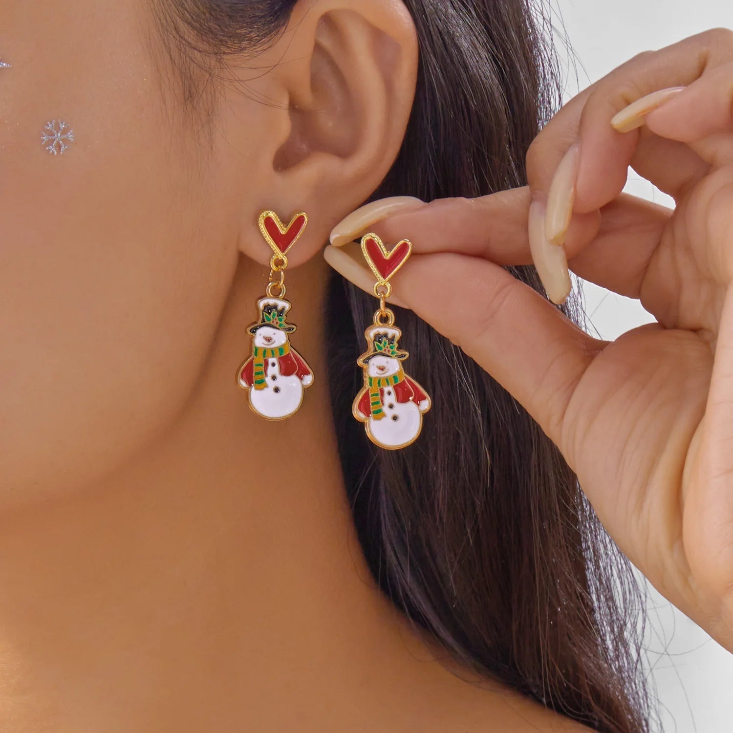 New Fashion Red Heart Christmas Collection Earrings For Women Gingerbread Man Santa Claus Xmas Tree Wreath Earring Party Jewelry