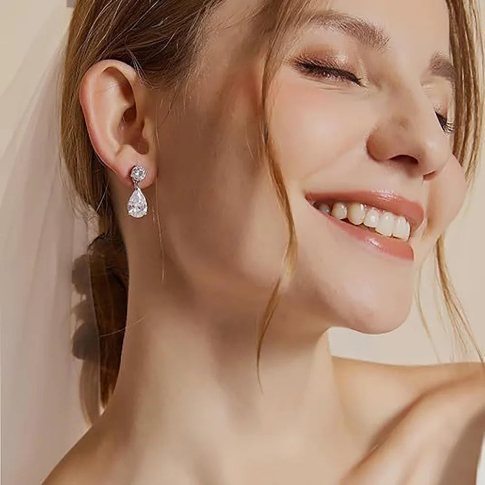 Serenity 5cttw D Color Moissanite Earrings for Women 100% S925 Sterling Silver Plated 18K Lab Diamond Drop Earrings Fine Jewelry
