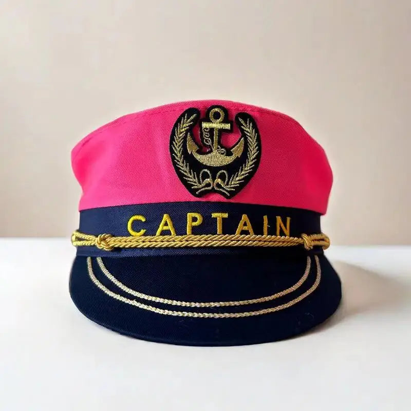 Navy hat with anchor badge, four different colors, Captain letter, fashion, for cruise parties, bachelorette party, cosplay