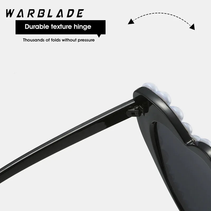 2025 Heart Shape Sunglasses Pearl Frame Wedding Party Sun Glasses Women Big Frame Cute White Black Shades UV400 Fashion Eyewear