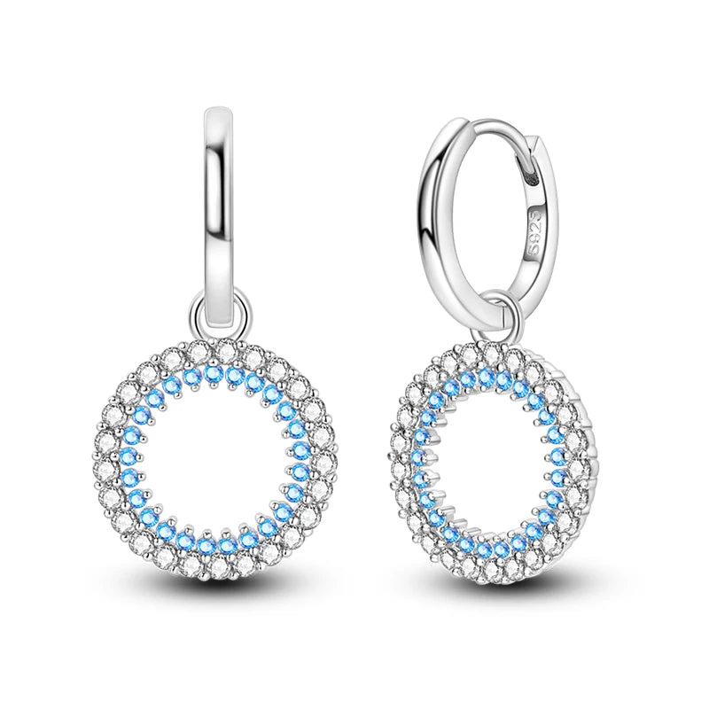 New Earring For Women 925 Silver Sparkling Butterfly Bear Pink Heart Princess Double Hoop Earrings Luxury Party Jewelry