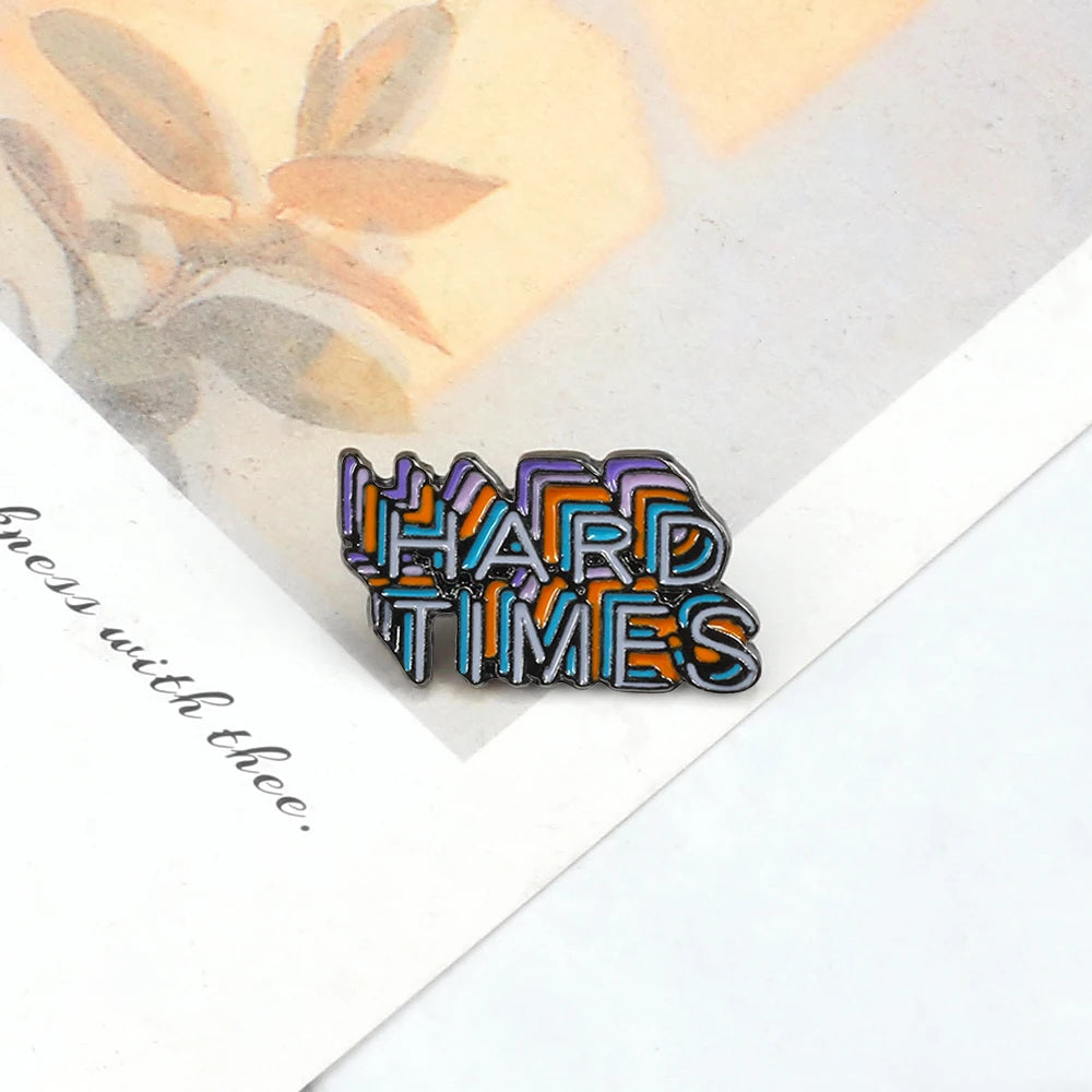 New Creative Slogan Enamel Pin NEVER GIVE UP LIVE IN THE PRESENT Brooches Women Men Lapel Pin Badges Jewelry Gift for Friend