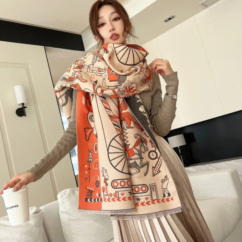 Print Cashmere Scarf Women Thick Warm Winter Blanket Brand Female Luxury Quality Shawl Wrap Bufanda 2025 Poncho Echarpe Pashmina