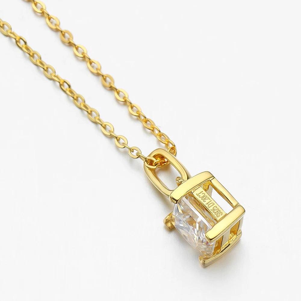 Serenity 1.2ct Princess Cut D Color Moissanite Necklace For Women Gift 100% Solid 925 Sterling Silver Pendant Neck Chain Jewelry