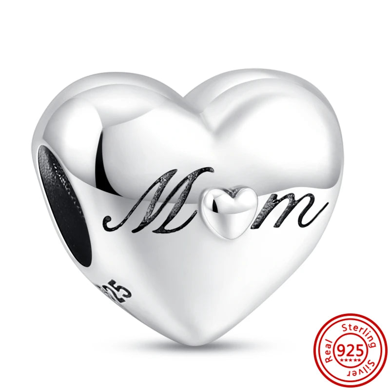 Authentic 100% 925 Sterling Silver Fit Original Pantaro Charms Bracelet Heart Round Style Simple Beads Women DIY Jewelry Making