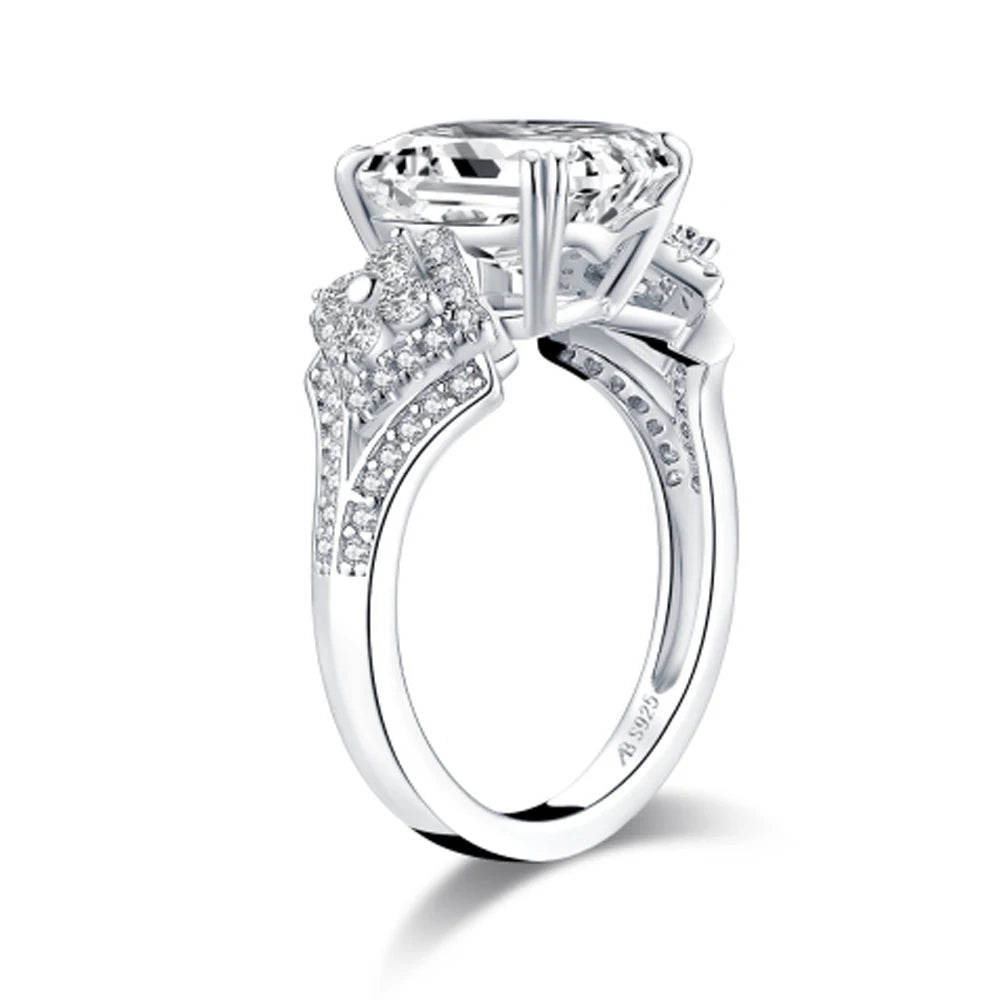 Fashion 925 Sterling Silver Big Cushion Cut Ring Simulated Diamond Wedding Bridal Engagement Ring Jewelry Wedding Gift