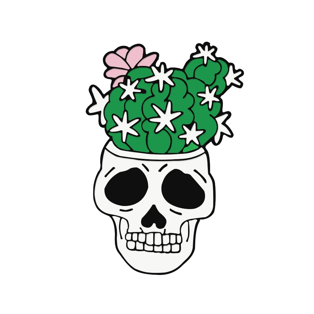 More Styles Halloween Day Punk Skeleton Enamel Pin Women Men Rose Flower Skull Brooches Metal Jean Coat Lapel Pin Badge Jewelry