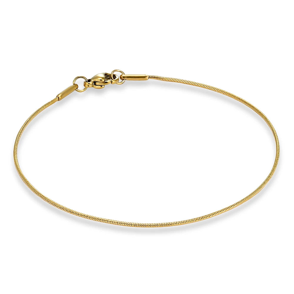 MKENDN Simple Style Mens Bracelet 1mm Thin Silver Snake Bracelet Chain Snake Chain Mens Women Couple Lover Jewelry Gifts