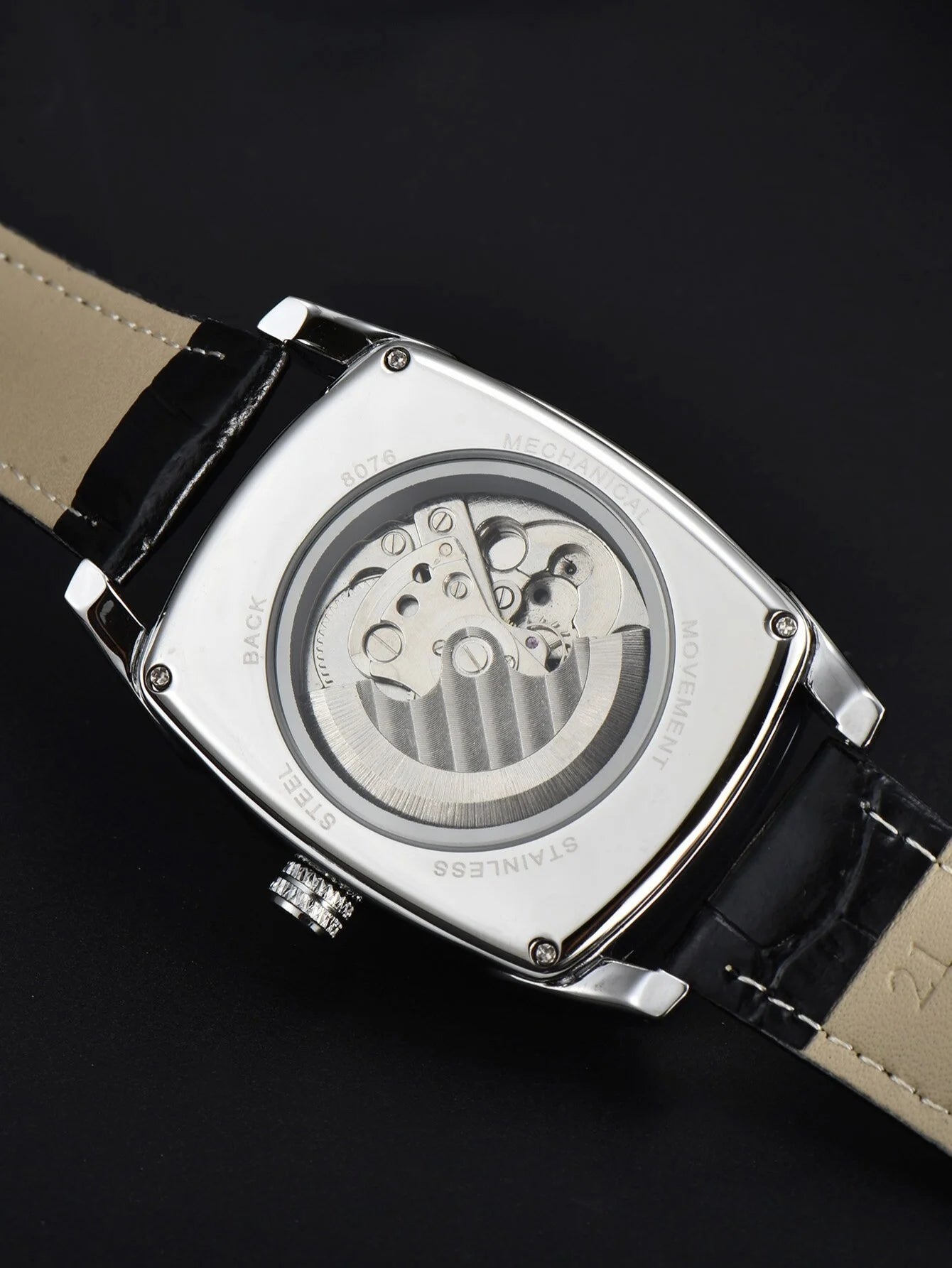 Men automatic mechanical watch moon tourbillon luxury watches leather waterproof skeleton wholesale gift watch