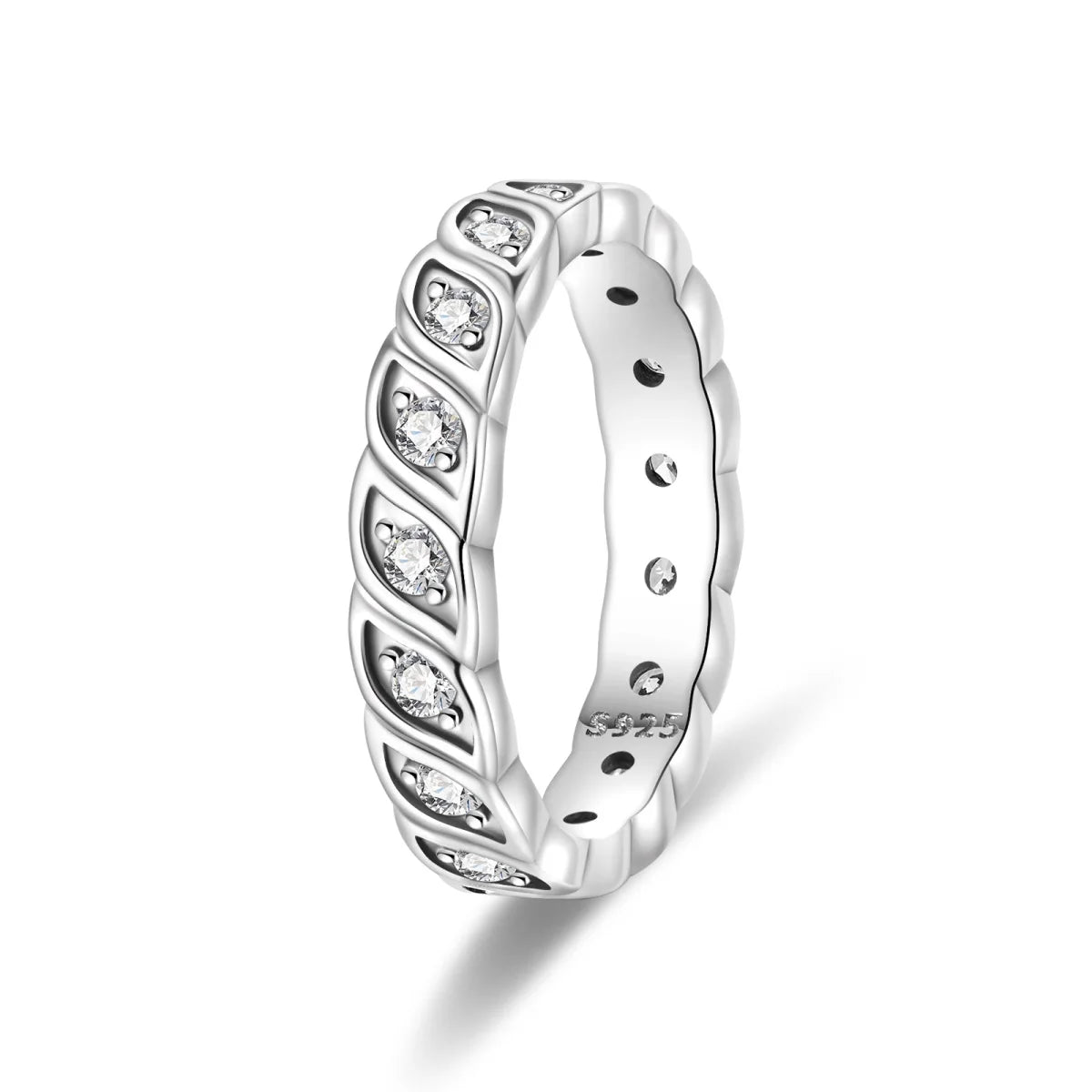 New Rings 925 Silver Plated Vintage Auspicious Cloud Evil Eye Heart Shaped Cutout Rings For Couple Fine Jewelry Anniversary Gift