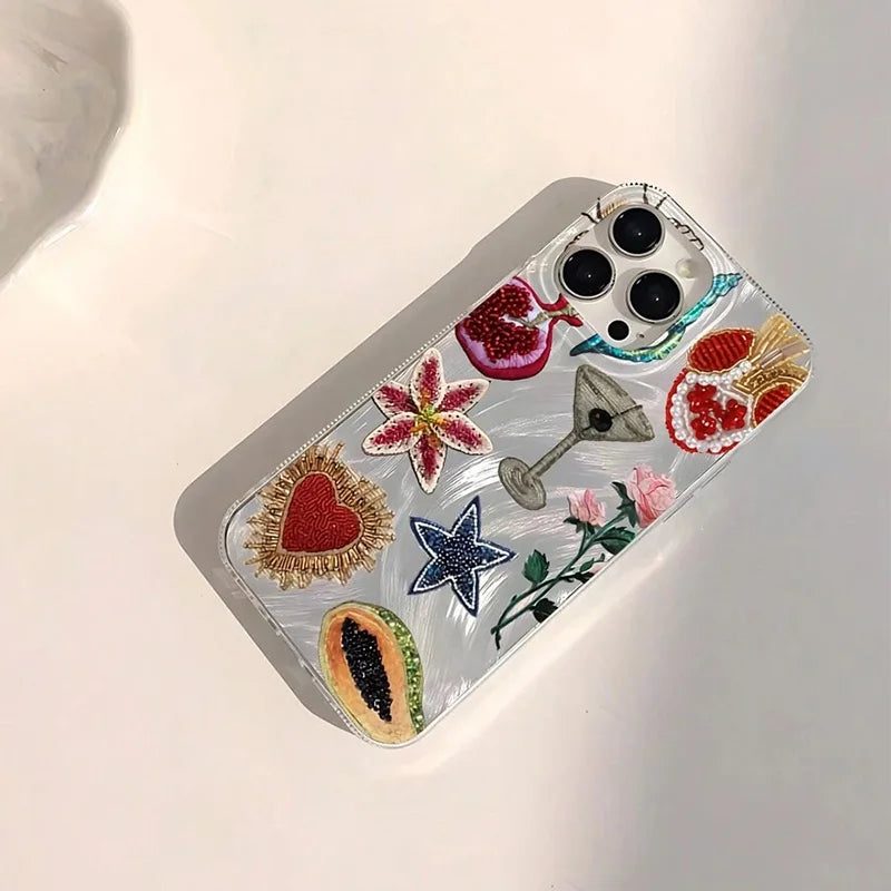 Fashionable Unique Heart Flower Pattern Case for Samsung Galaxy S25 S24 S23 S22 Ultra Plus S21 FE A55 A35 A15 A34 A54 A16 Cover