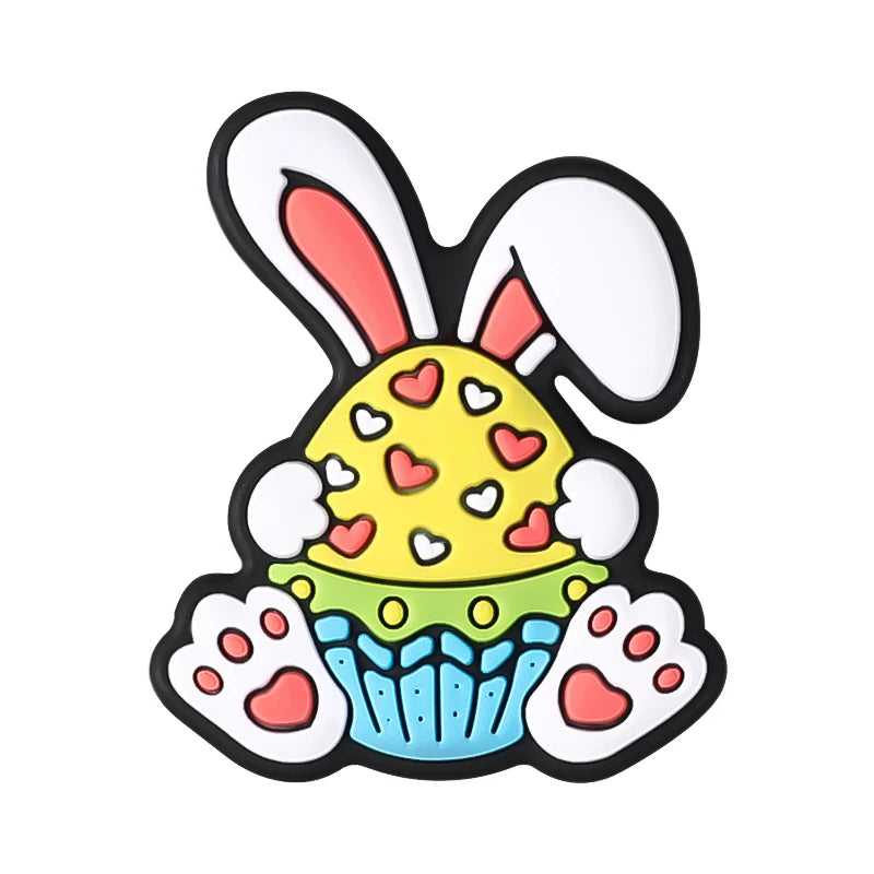 5/10pcs Silicone Beads Easter Egg Bunny Beads Cute for DIY Keychains Jewelry Accessories Bracelet Making Pen Decor Creative Gift
