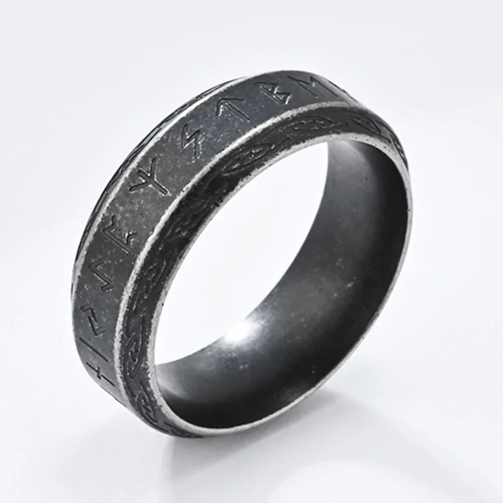 Nordischer Wikinger-Text Edelstahlring Herrenring Nischenpersönlichkeit Modekleidung Geschlechtsloser Handschmuck