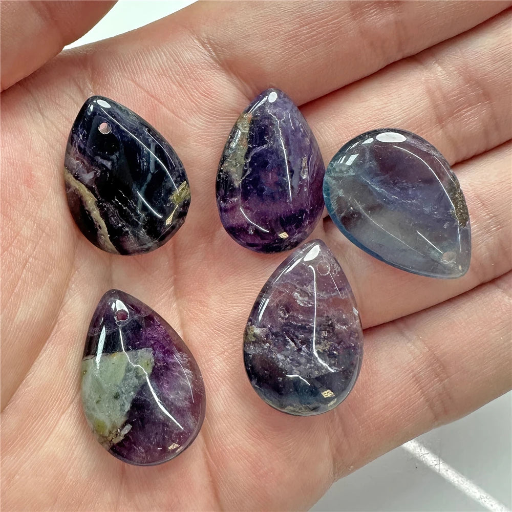 High Quality Smooth Water Drop Gem Pendant Natural Apatite Quartzs Labradorite Top Drilled Charm Bead For Jewelry DIY 18X25MM