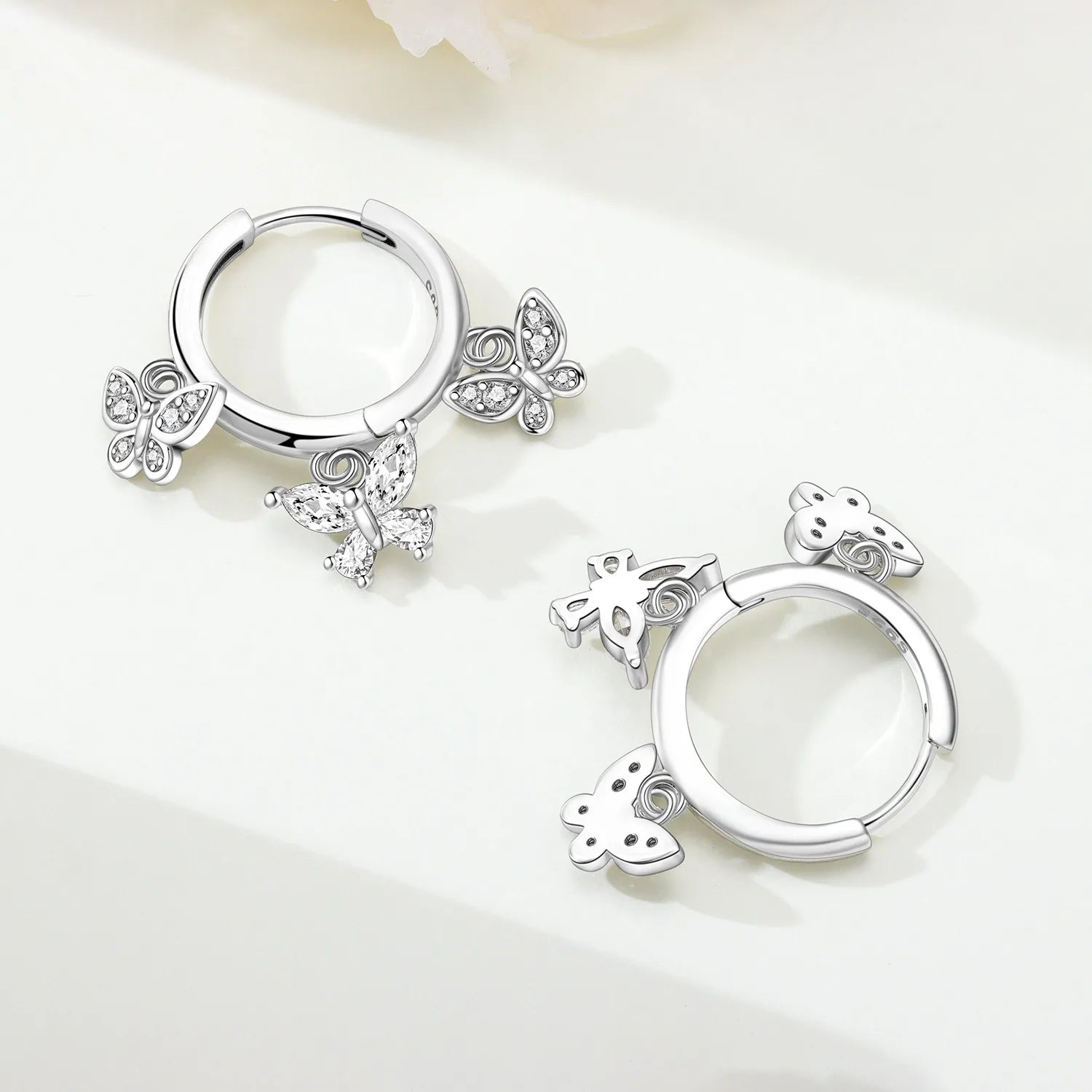 PANPOKI 925 Sterling Silver Sparkling Butterfly Insect Drop Earrings Women Earrings Charm Fashion Versatile Party Jewelry Gifts