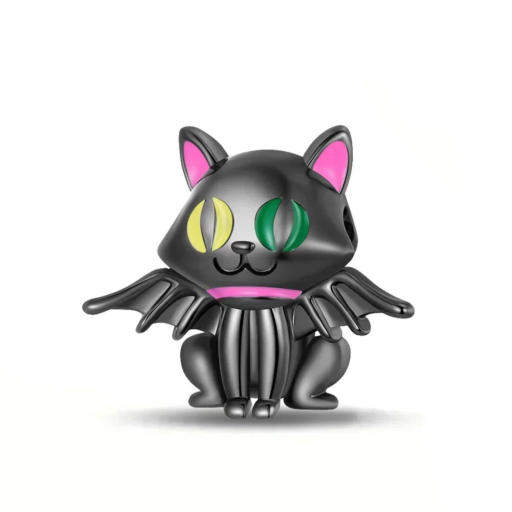 Halloween 925 Sterling Silver Skull Charm Luminous Pumpkin Bat Ghost Coffin Bead Pendant Ring Necklace Bracelet DIY Jewelry Gift