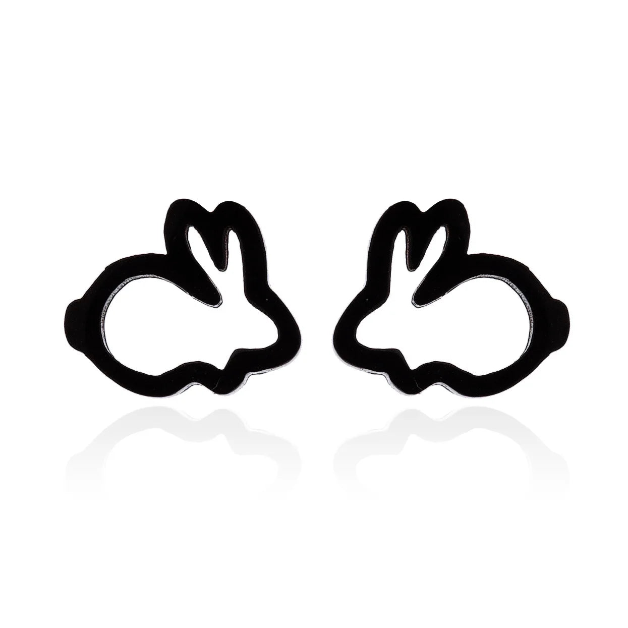 HIPPOP Street Rock Stud Earring Piercings Fashion Stainless Steel Cute Animal Rabbit Earstuds Earrings for Men and Women Gift