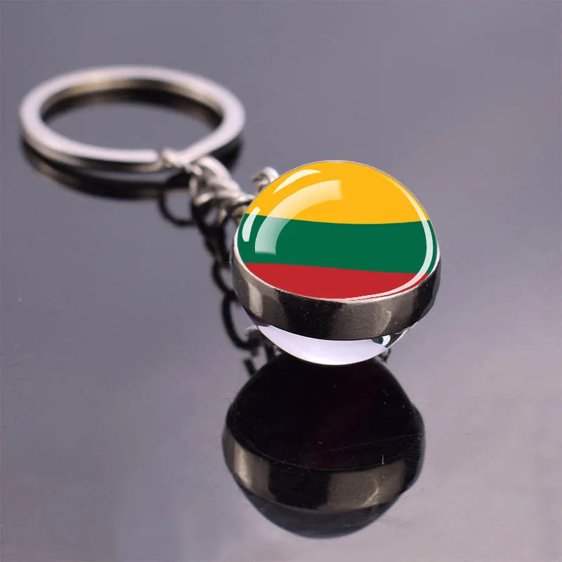 Europe Countries Flag Glass Ball Keychain Russia France Spain UK Italy Poland Ukraine Flag Keyring Travel Gift