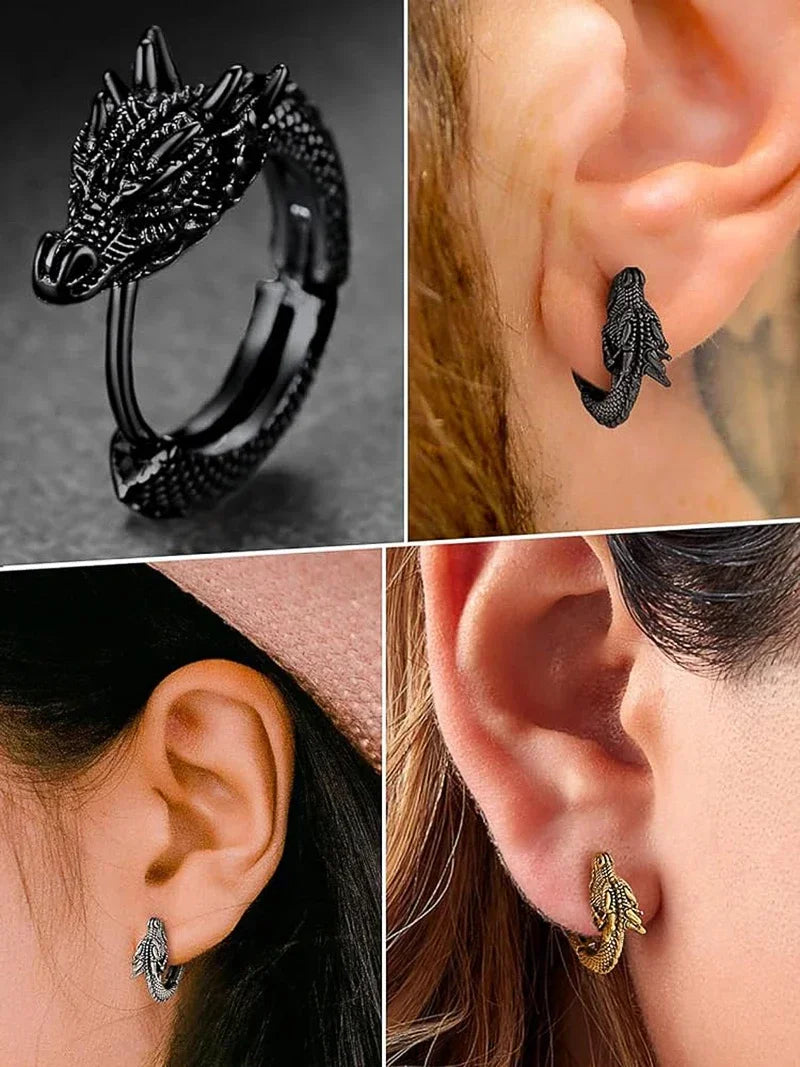 CAOSHI Fashion Male Hoop Earrings Animal Dragon Accessories for Women Trendy Daily Party Metallic Style Jewelry for Unisex