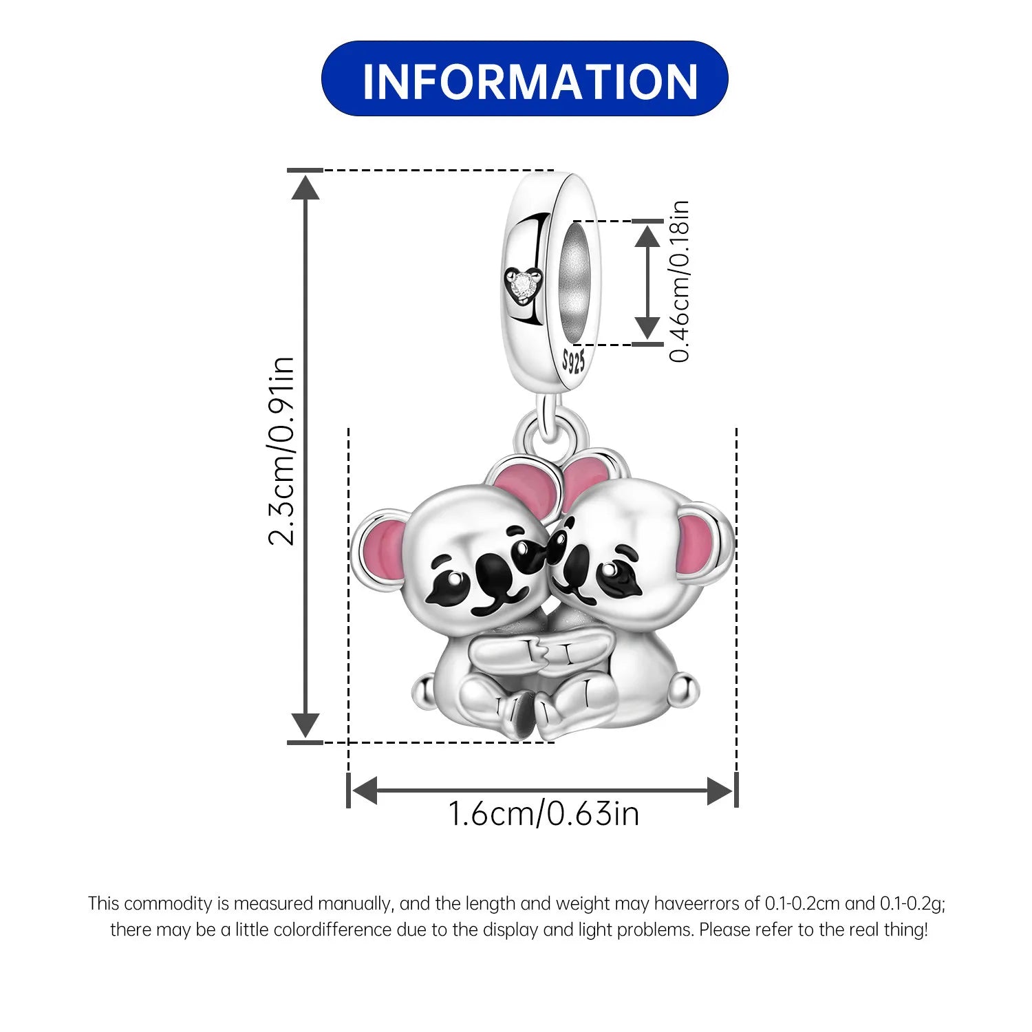 PANPOKI 925 Sterling Silver Embrace Koala Animal Beads Original Pendants Bracelet Charm Jewelry Party DIY Trendy Gifts