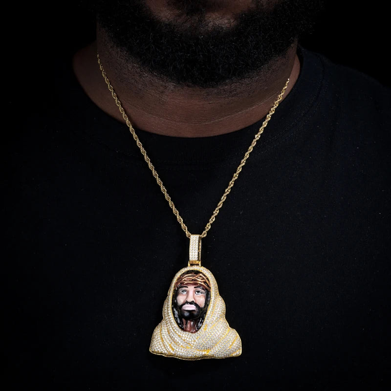 TUHE Copper Zircon Hip Hop Jewelry Jesus Pendant Brass 18k Plated 5A CZ Covered with Diamonds Men's Christmas Gift