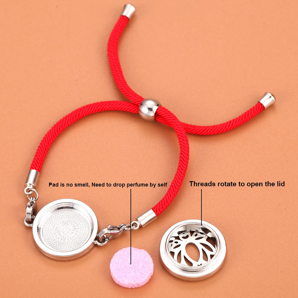 Retro Aromatherapy Essential Oil Diffuser Bracelet Foot Chain Red String Braided Rope Diffuser Locket Bracelet Aroma Bracelets