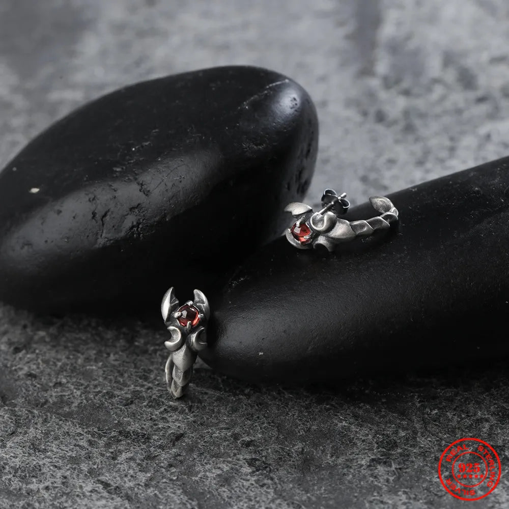 MKENDN 925 Sterling Silber Vintage Skorpion Ohrstecker für Damen, Herren und Mädchen, Tiermotiv, Punk-Schmuck, hypoallergene Ohrringe