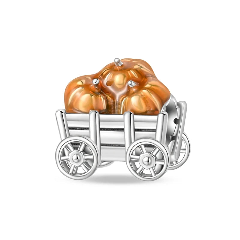 New 925 Sterling Silver Charm Beads Pendant Pumpkin Maple Leaf Autumn Series Charms Fit Original Bracelets Fine Jewelry