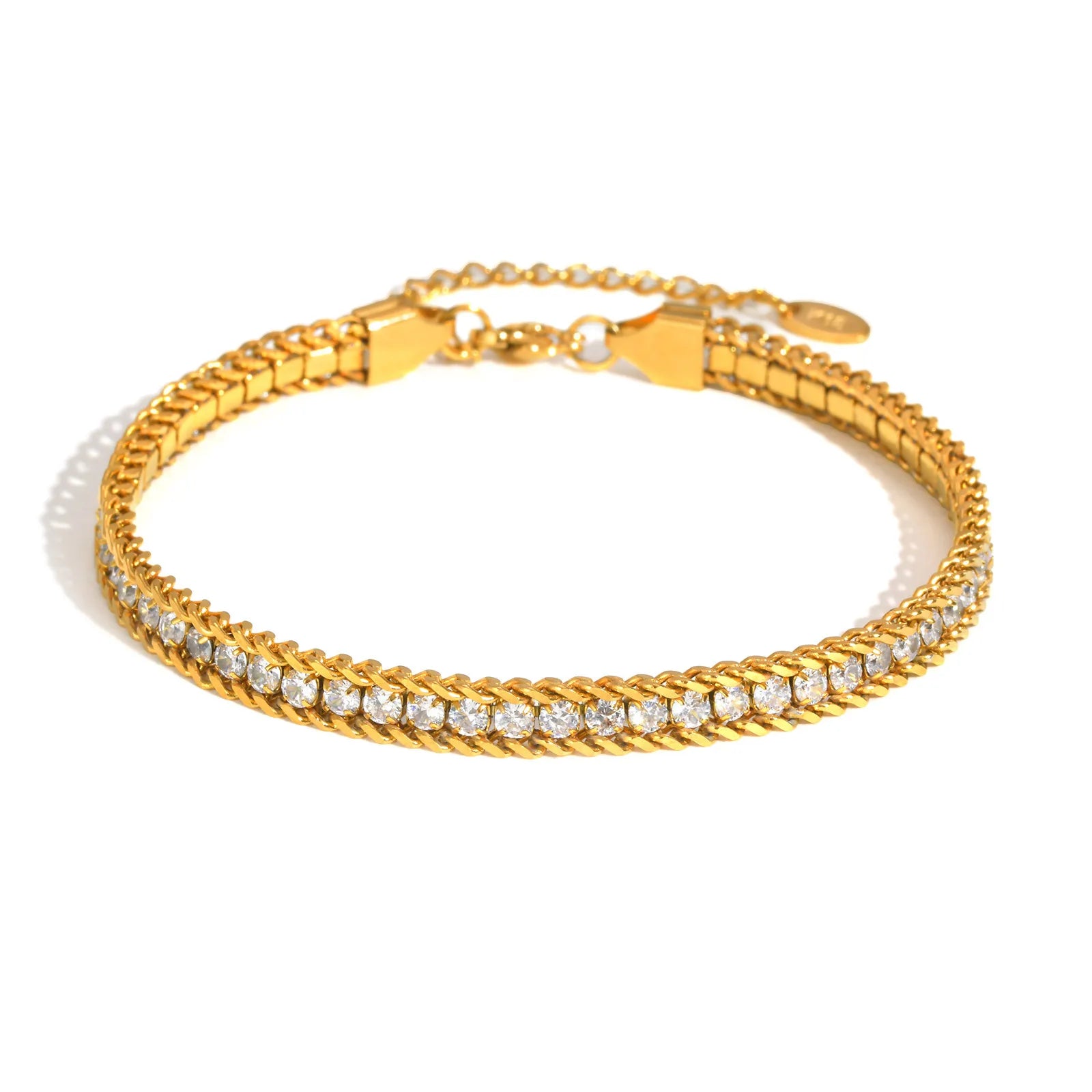 Vnox  Stainless Steel White Zircon Women's Chain Anklets Minimalist Beach Holiday Dainty Anklet Waterproof Jewelry Gift To Girls