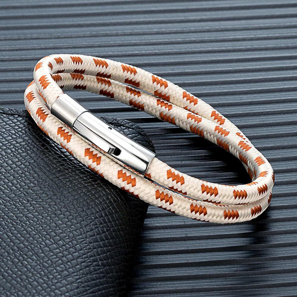 MKENDN Minimalist 5MM Nautical Rope Bracelet for Men Women Polished Stainless Steel Buckle Sailing Jewelry Homme Pulseras