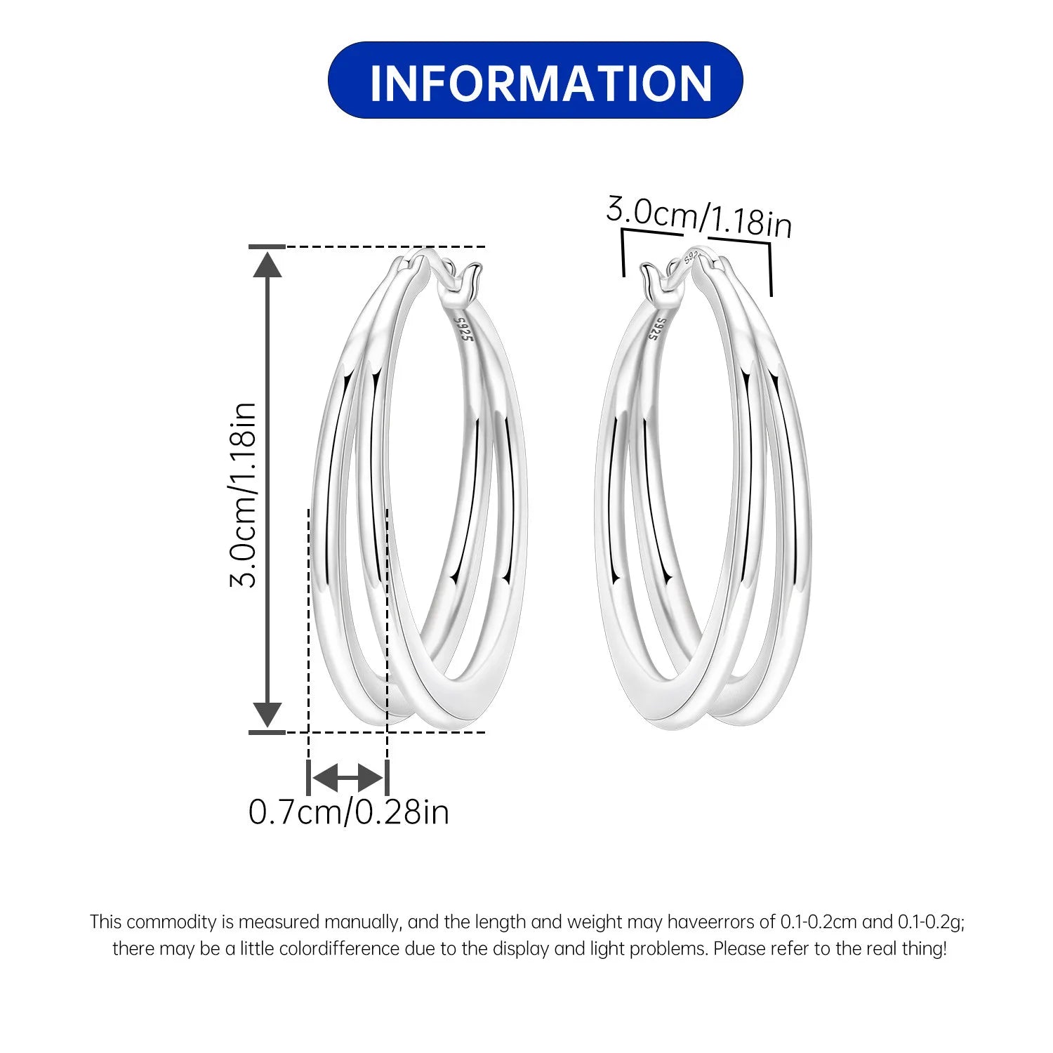 PANPOKI 925 Sterling Silver Minimally Designed Double Loop Earrings Silver Hoop Earrings For Women Jewelry Original Party Gifts
